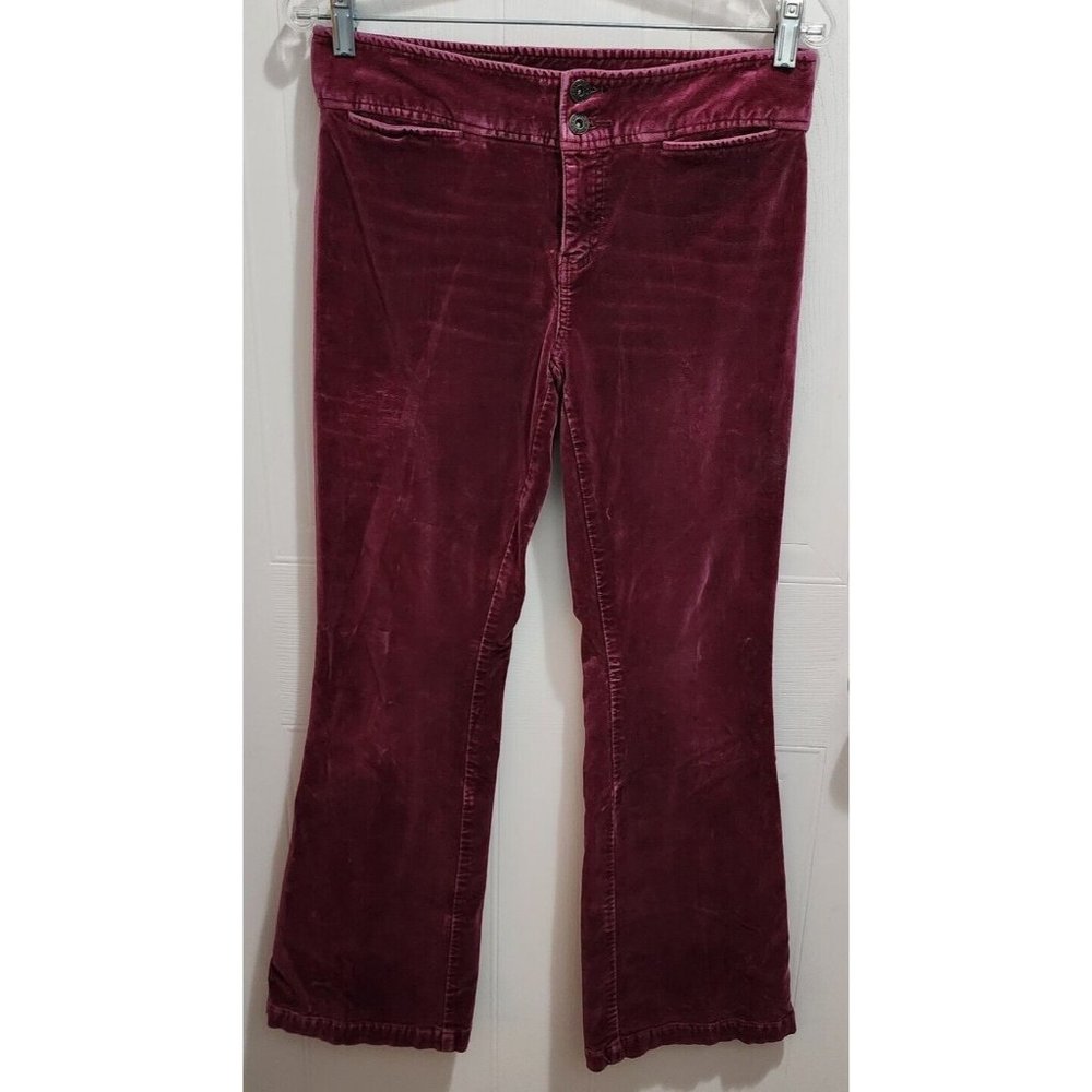 Express Jeans Women's Stretch Flare‎ Leg Pants Berry Color Velvet Size 7/8